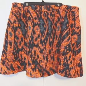 🍊TOPSHOP textured orange pattern skate skirt pockets